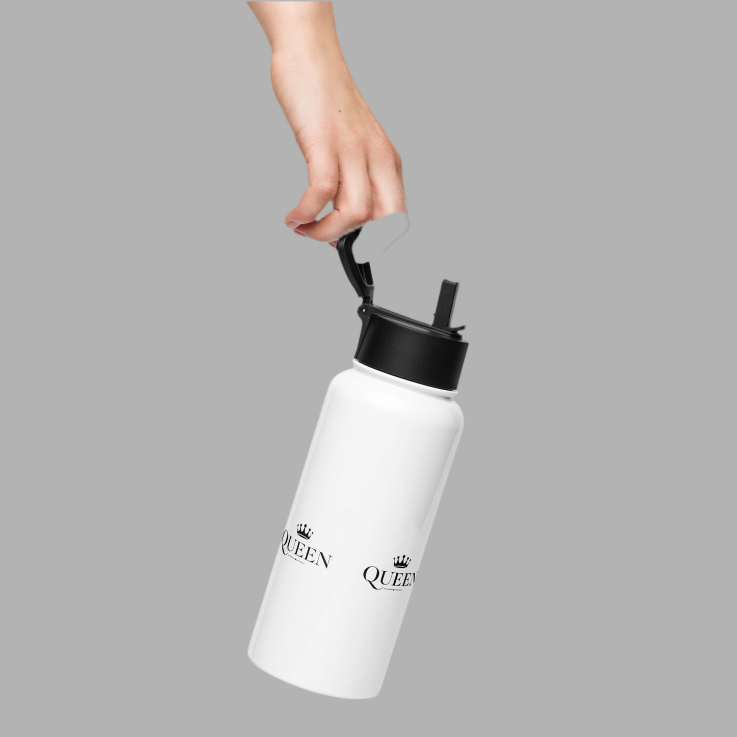 Stainless steel water bottle with a straw lid (Queen)