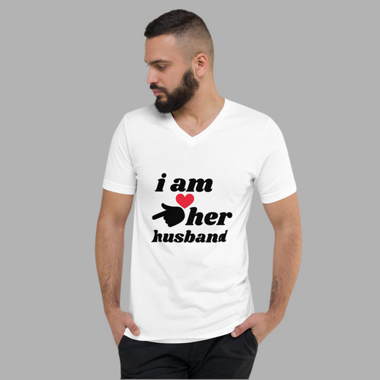 Partner T-Shirt Set – i am his wife & i am her husband / V-Neck